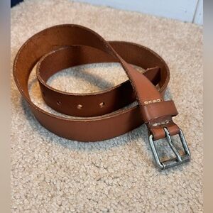 J. Crew Mens Genuine Leather Belt Brown Silver Size 32 Office Business Dress